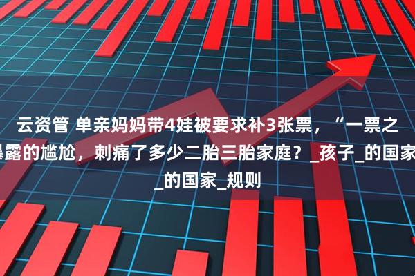云资管 单亲妈妈带4娃被要求补3张票，“一票之争”暴露的尴尬，刺痛了多少二胎三胎家庭？_孩子_的国家_规则